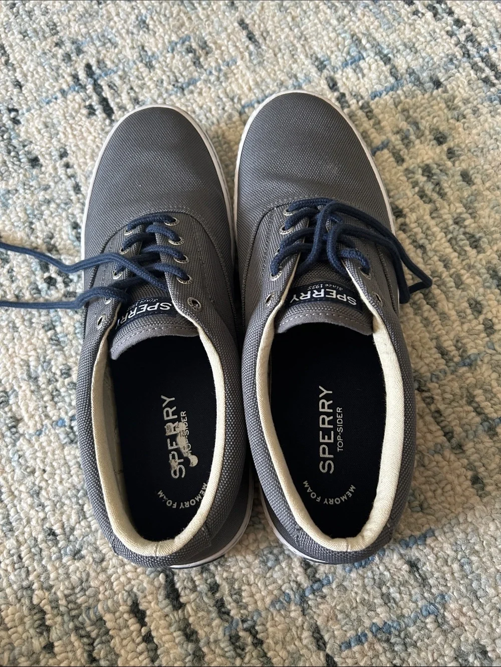 Sperry Men’s Cutter CVA Gray Canvas Lace-Up Sneakers sz 13